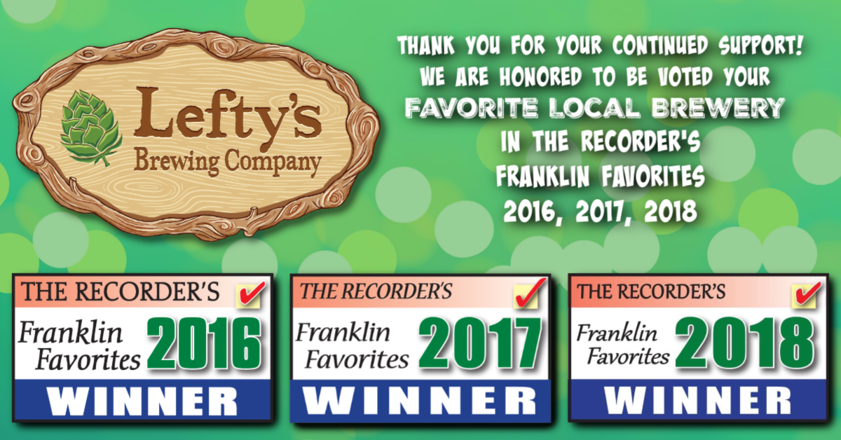 Lefty's Brewing Company Franklin Favorites Awards
